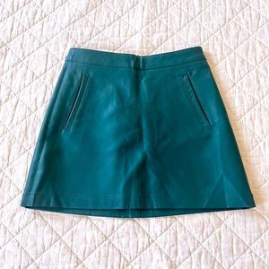 Matte Green Soft Faux Leather Mini Skirt